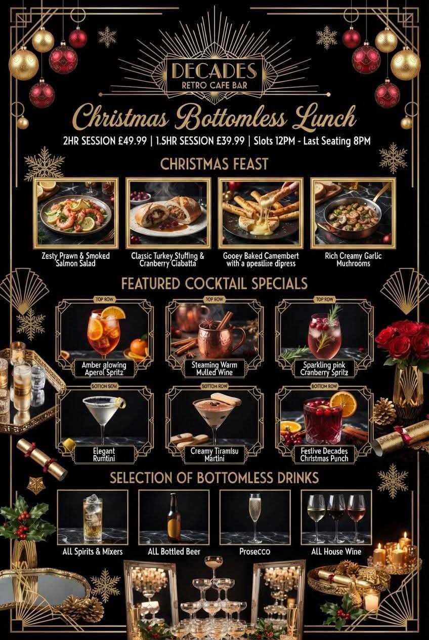 Christmas Bottomless Lunch at Decades Retro Cafe Bar